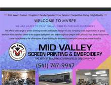 Tablet Screenshot of midvalleyscreenprinting.com